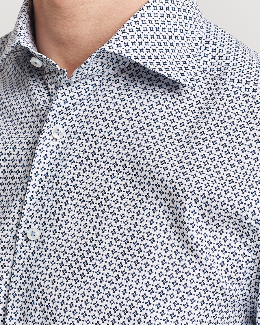 Homme | Chemises | Stenströms | Slimline Cut Away All Over Print Shirt White