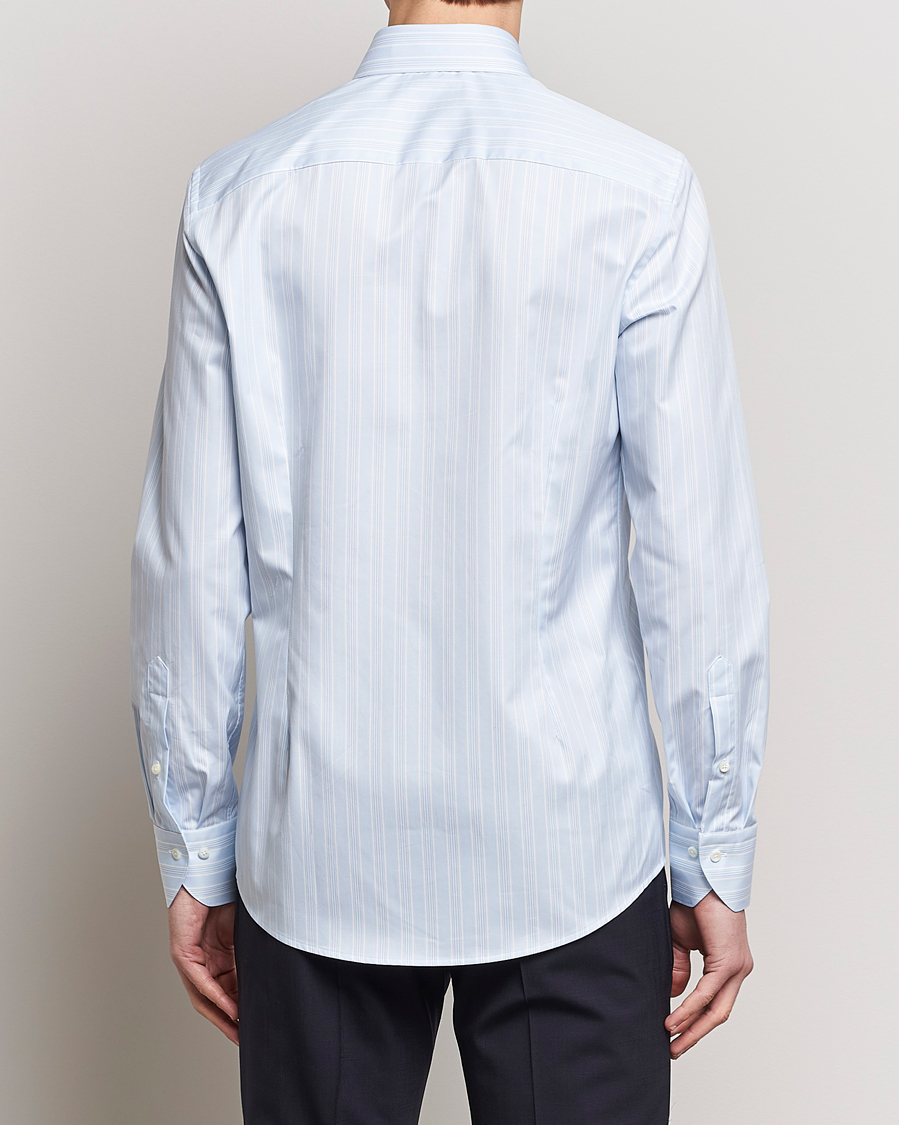 Homme | Chemises | Stenströms | Slimline Cut Away Multi Stripe Shirt Light Blue