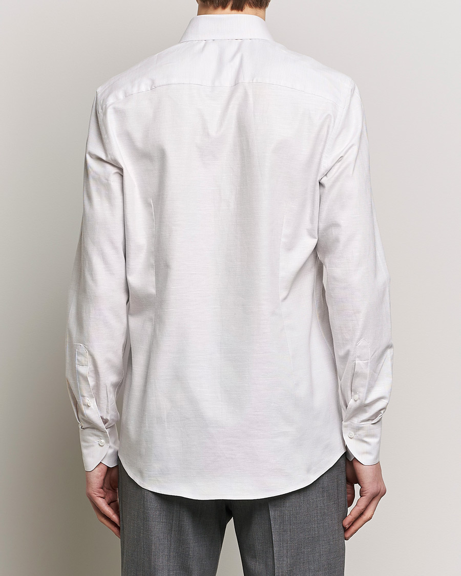 Homme | Chemises | Stenströms | Slimline Cotton/Linen Cut Away Shirt Light Brown