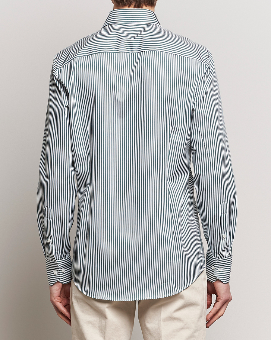 Homme | Chemises | Stenströms | Slimline Cut Away Striped Shirt Green