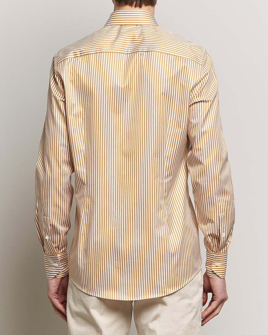 Homme | Chemises | Stenströms | Slimline Cut Away Striped Shirt Yellow