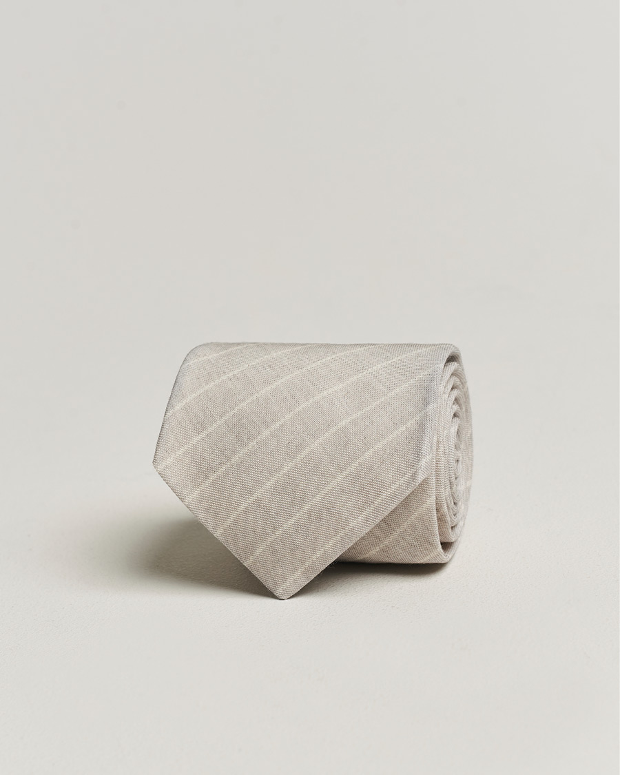 Homme | Stenströms Striped Cotton/Wool Tie Grey | Stenströms | Striped Cotton/Wool Tie Grey