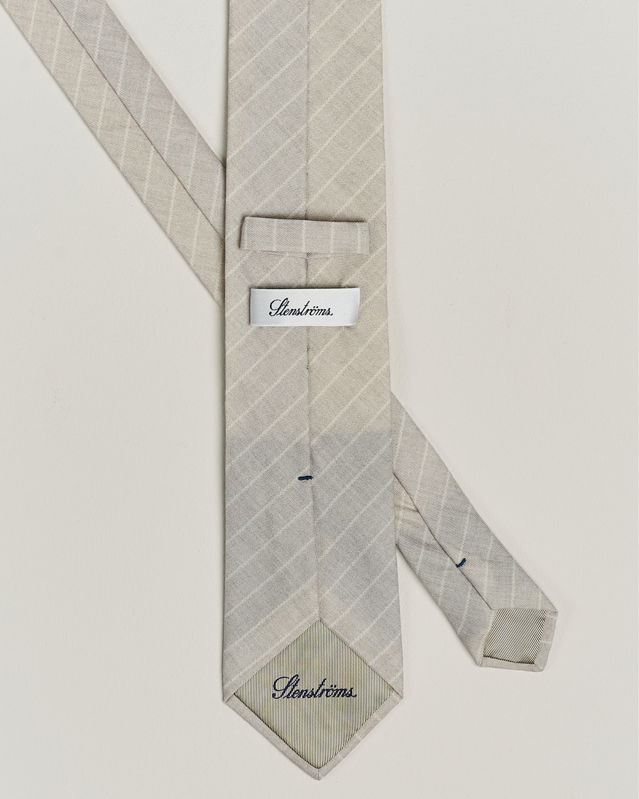 Homme | Stenströms Striped Cotton/Wool Tie Grey | Stenströms | Striped Cotton/Wool Tie Grey