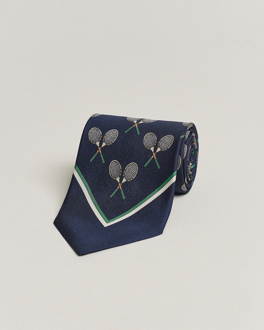 Homme | Stenströms Silk Tennis Tie Navy/Green | Stenströms | Silk Tennis Tie Navy/Green