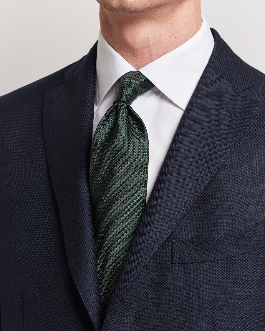 Homme | Cravates | Stenströms | Silk Grenadine Tie Green