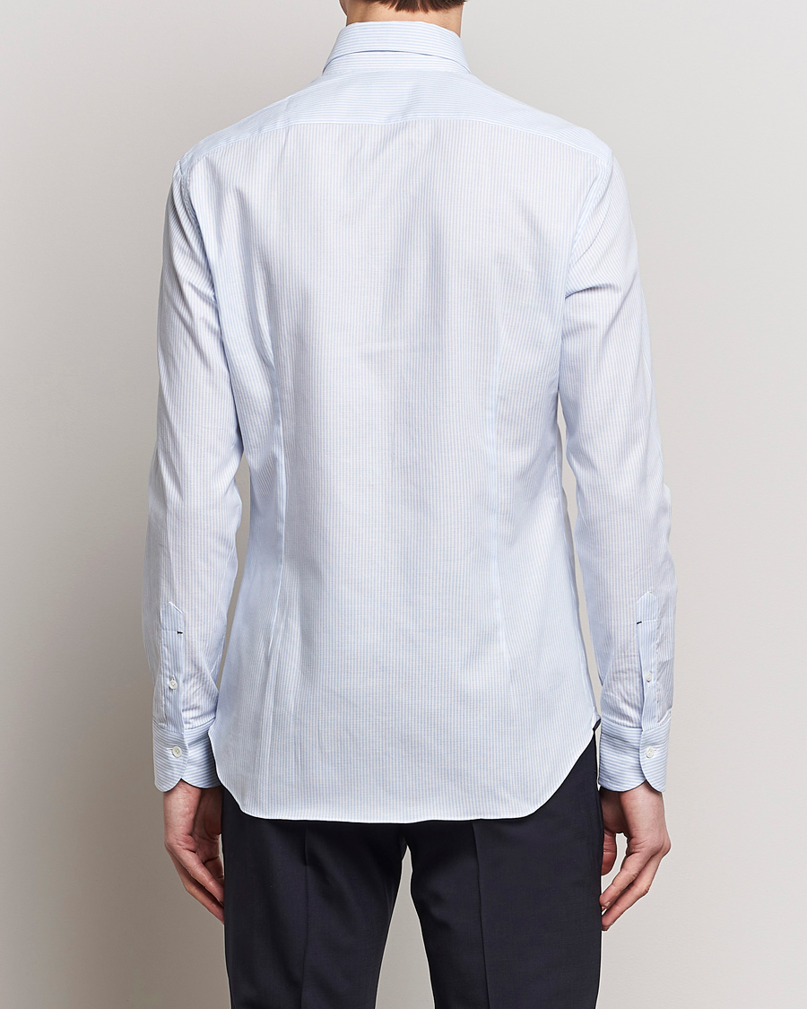 Homme | Chemises | Mazzarelli | Soft Oxford Button Down Shirt Light Blue Stripe