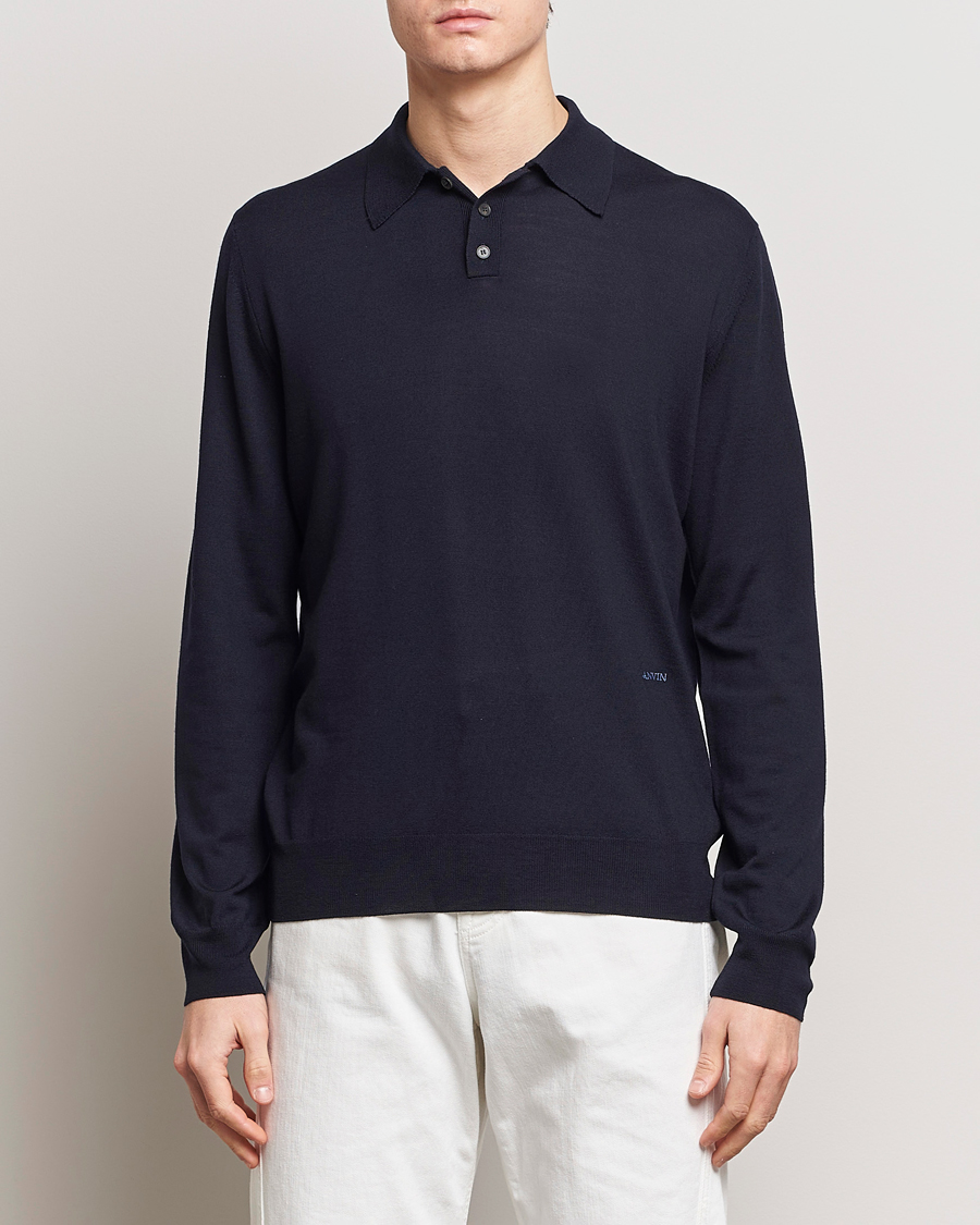 Men | Knitted Polo Shirts | Lanvin | Merino Wool Knitted Polo Thunder