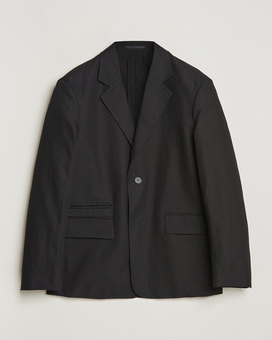 Homme | Blazers | Lanvin | Deconstructed Cotton/Linen Blazer Black