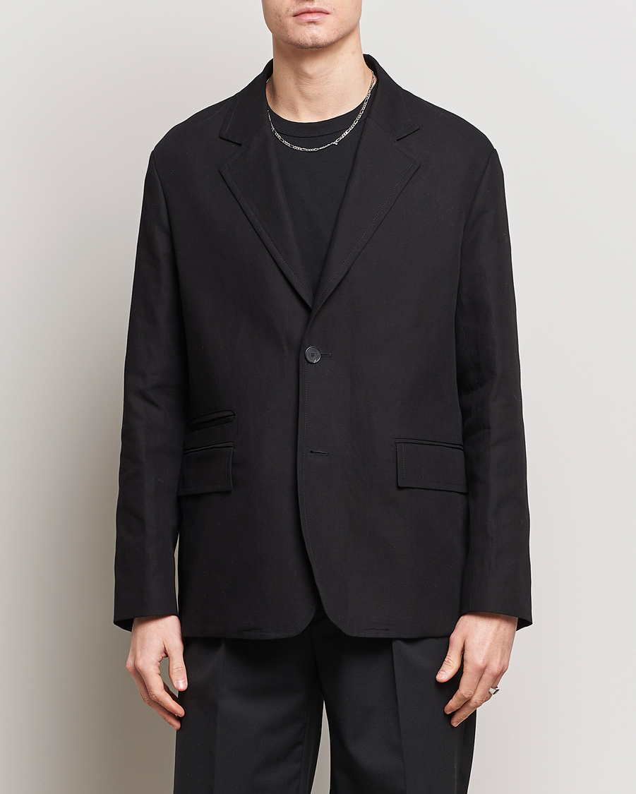 Homme | Blazers | Lanvin | Deconstructed Cotton/Linen Blazer Black