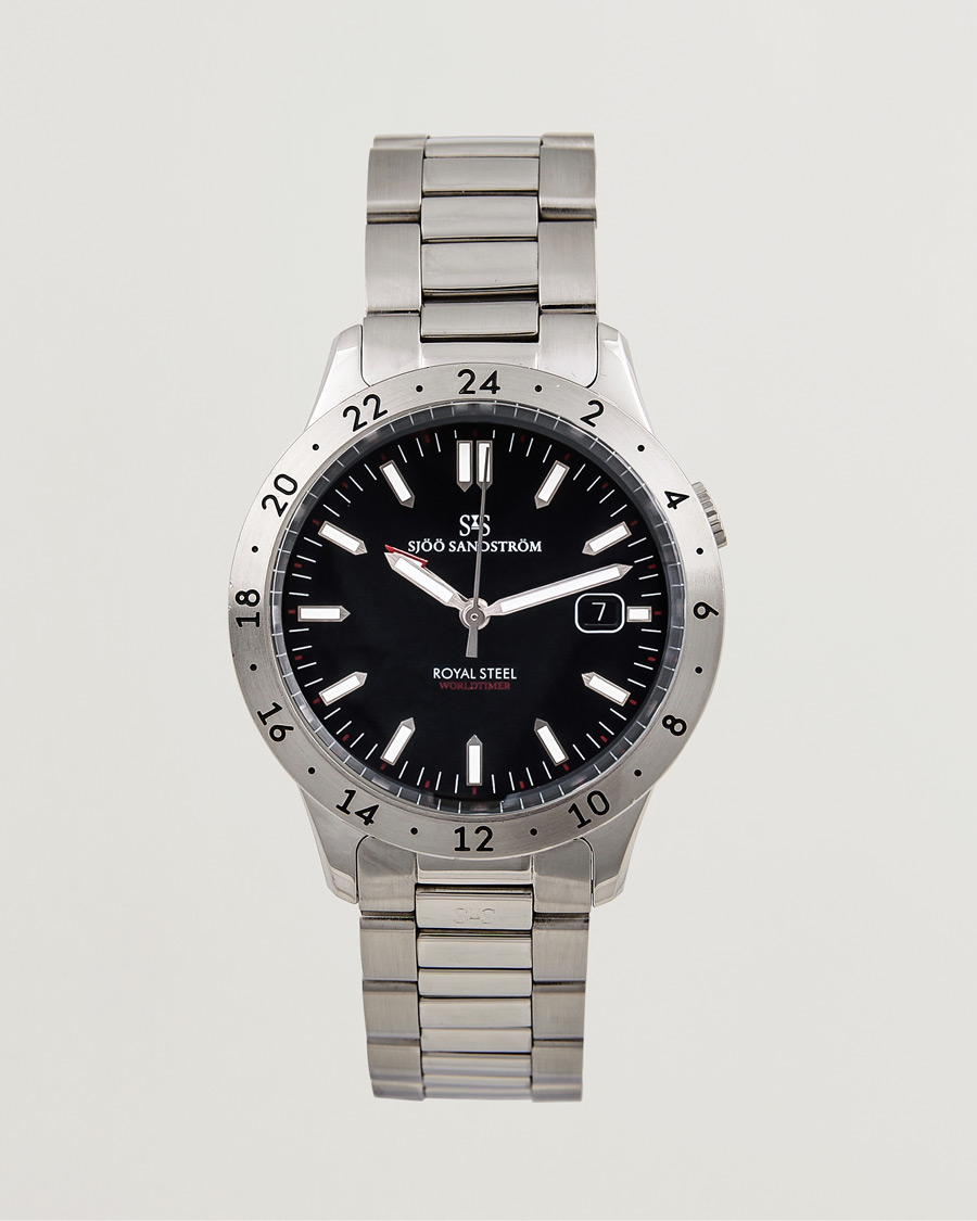 Homme | Sjöö Sandström Pre-Owned Royal Steel Worldstimer 41mm SS-1841-WT Silver | Sjöö Sandström Pre-Owned | Royal Steel Worldstimer 41mm SS-1841-WT Silver