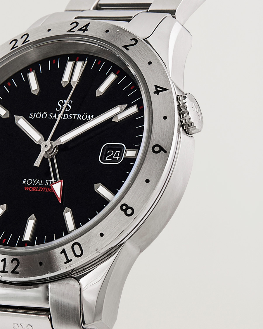 Homme | Sjöö Sandström Pre-Owned Royal Steel Worldstimer 41mm SS-1841-WT Silver | Sjöö Sandström Pre-Owned | Royal Steel Worldstimer 41mm SS-1841-WT Silver