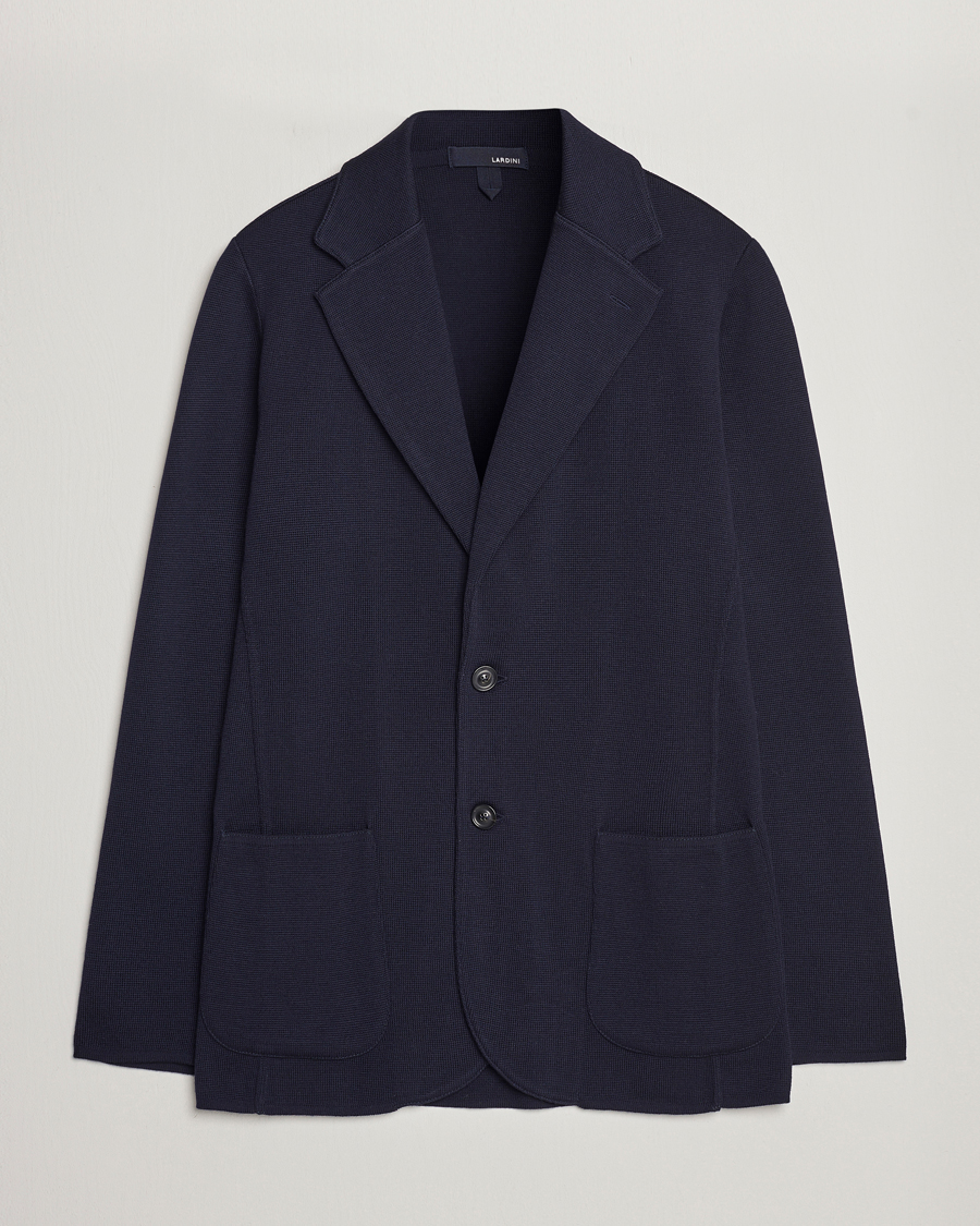 Homme | Blazers | Lardini | Knitted Wool Blazer Navy
