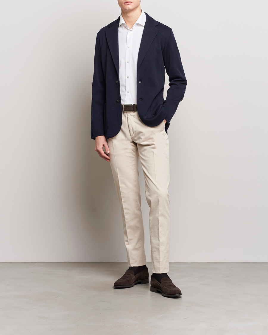 Homme | Blazers | Lardini | Knitted Wool Blazer Navy