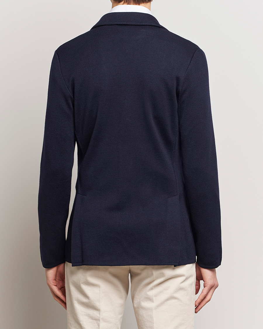 Homme | Blazers | Lardini | Knitted Wool Blazer Navy