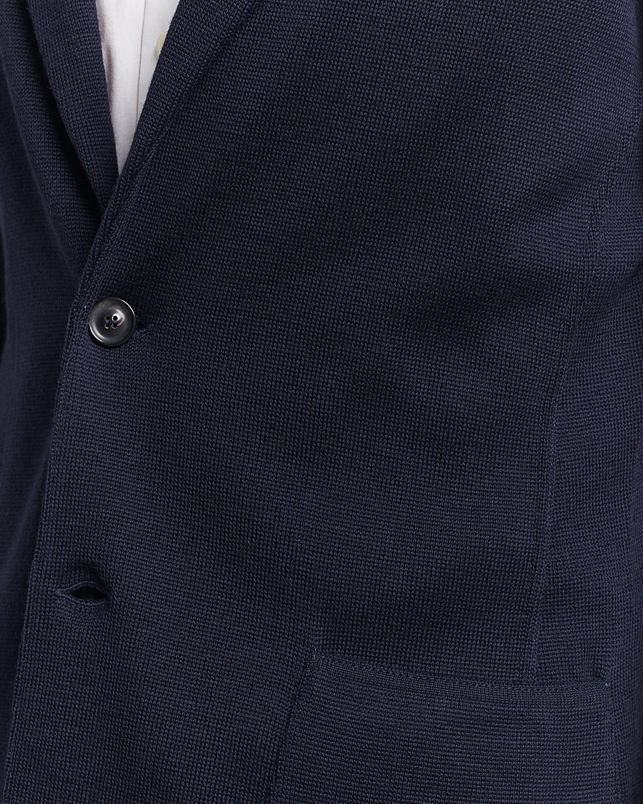 Homme | Blazers | Lardini | Knitted Wool Blazer Navy