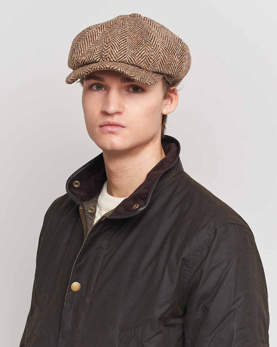 Homme | Casquettes Plates | Wigéns | Newsboy Retro Donegal Wool Light Brown
