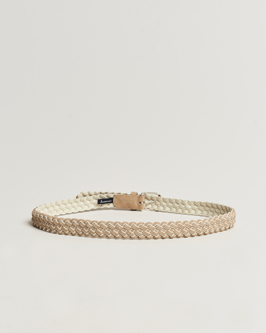 Homme | Anderson's Woven Suede Mix Belt 3 cm Beige | Anderson's | Woven Suede Mix Belt 3 cm Beige