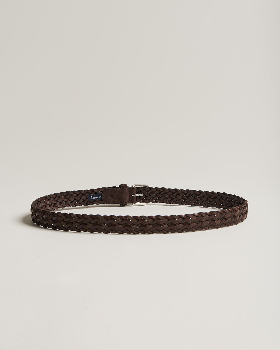 Homme | Anderson's Woven Suede/Leather Belt 3 cm Dark Brown | Anderson's | Woven Suede/Leather Belt 3 cm Dark Brown