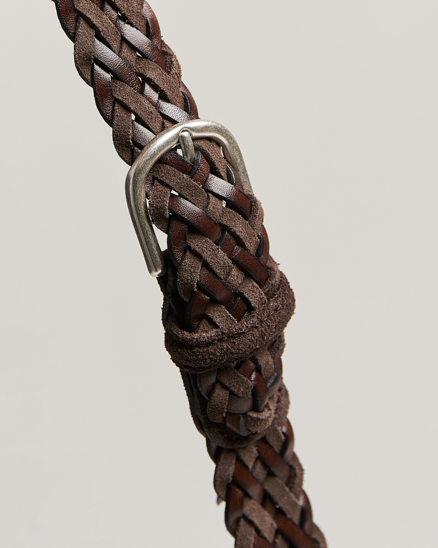 Homme | Anderson's Woven Suede/Leather Belt 3 cm Dark Brown | Anderson's | Woven Suede/Leather Belt 3 cm Dark Brown
