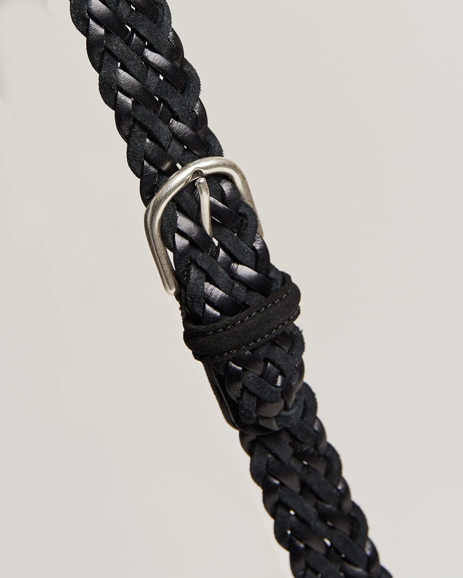 Homme | Anderson's Woven Suede/Leather Belt 3 cm Black | Anderson's | Woven Suede/Leather Belt 3 cm Black