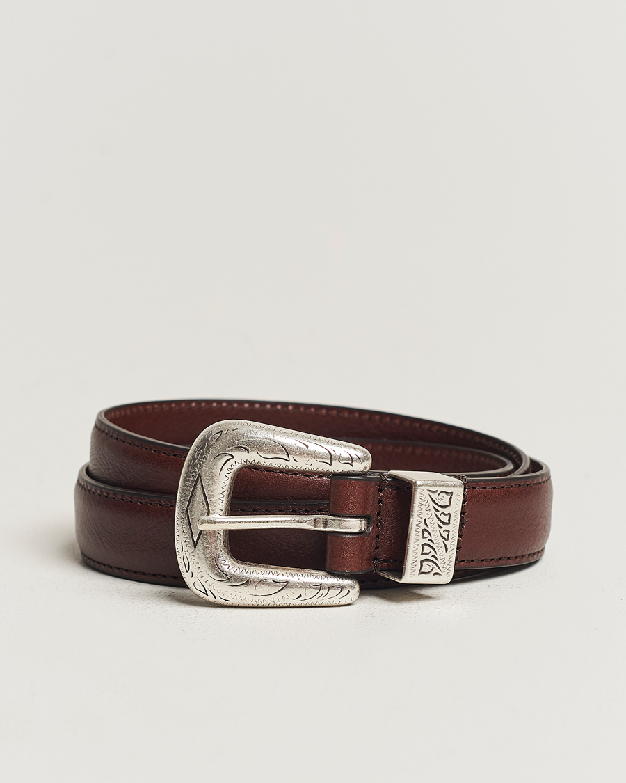 Homme | Anderson's Grained Western Leather Belt 2,5 cm Dark Brown | Anderson's | Grained Western Leather Belt 2,5 cm Dark Brown