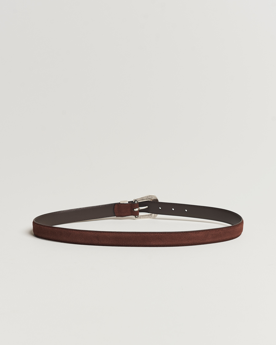 Homme | Sections | Anderson\'s | Grained Western Suede Belt 2,5 cm Dark Brown