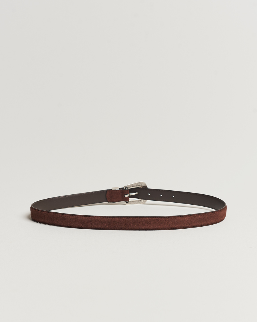 Homme | Anderson's Grained Western Suede Belt 2,5 cm Dark Brown | Anderson's | Grained Western Suede Belt 2,5 cm Dark Brown