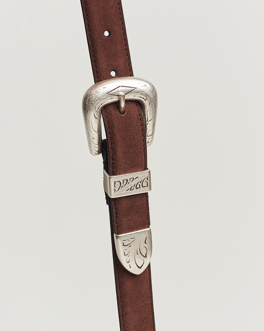 Homme | Anderson's Grained Western Suede Belt 2,5 cm Dark Brown | Anderson's | Grained Western Suede Belt 2,5 cm Dark Brown
