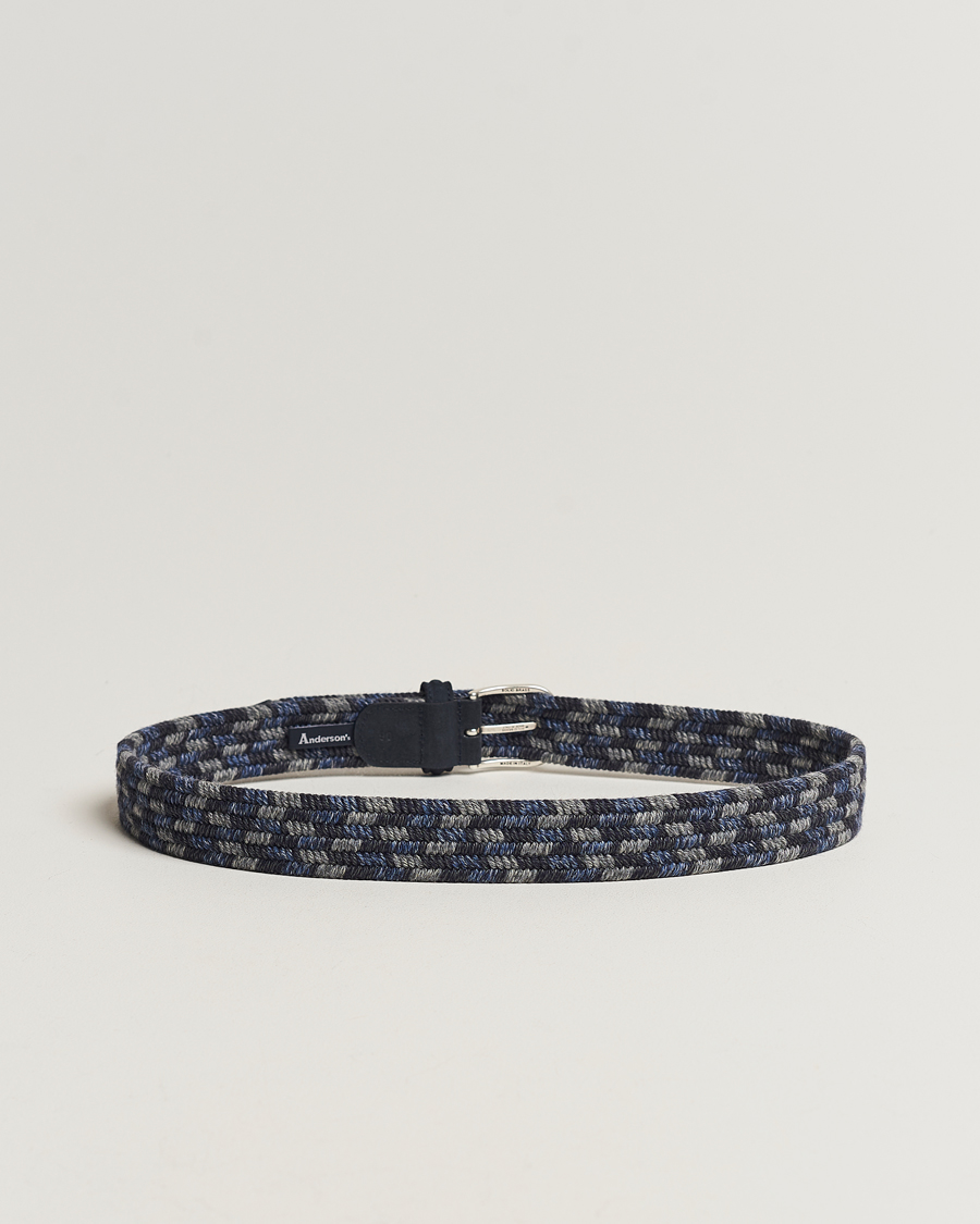 Homme | Accessoires | Anderson's | Braided Wool Belt Navy Multi