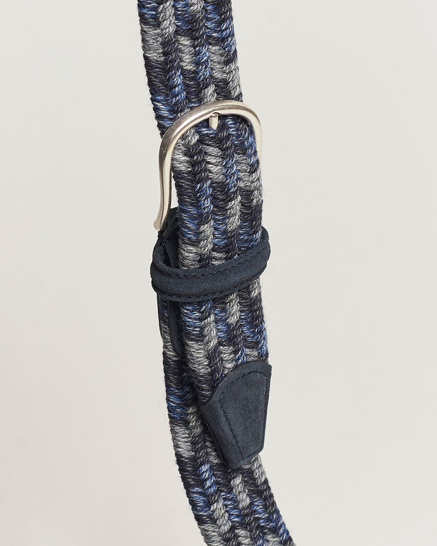 Homme | Anderson's Braided Wool Belt Navy Multi | Anderson's | Braided Wool Belt Navy Multi