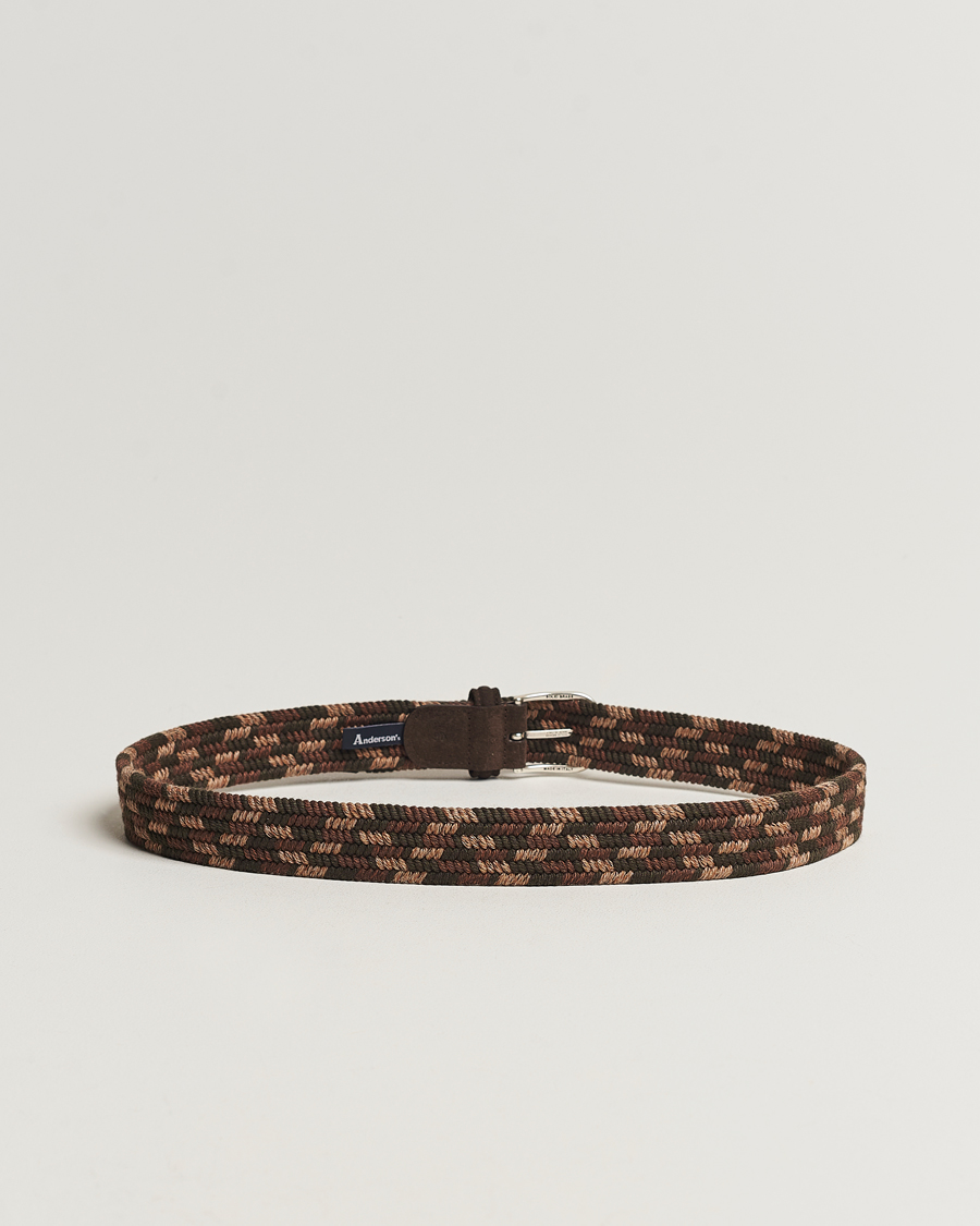 Homme | Italian Department | Anderson's | Braided Wool Belt Dark Brown