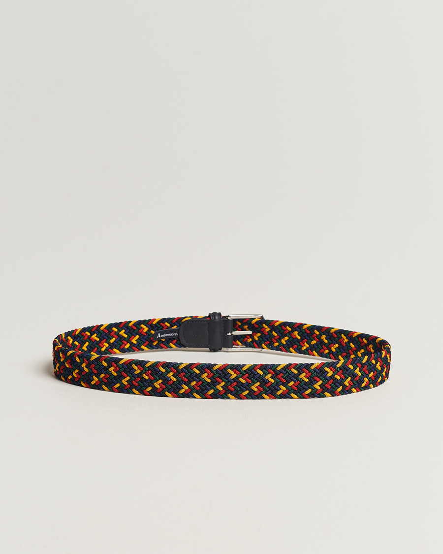 Homme | Anderson's | Anderson's | Stretch Woven 3,5 cm Belt Ivy Multi