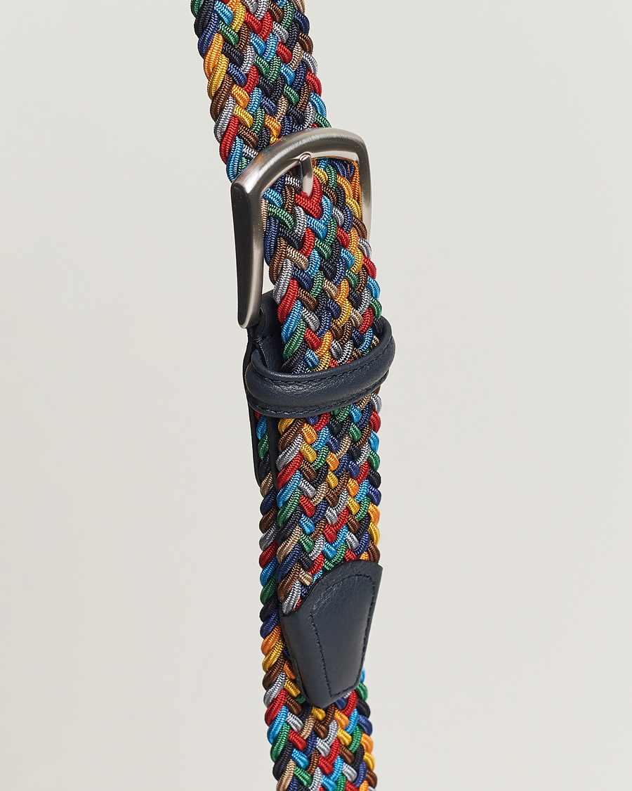 Homme | Ceintures | Anderson's | Stretch Woven 3,5 cm Belt Dark Multi
