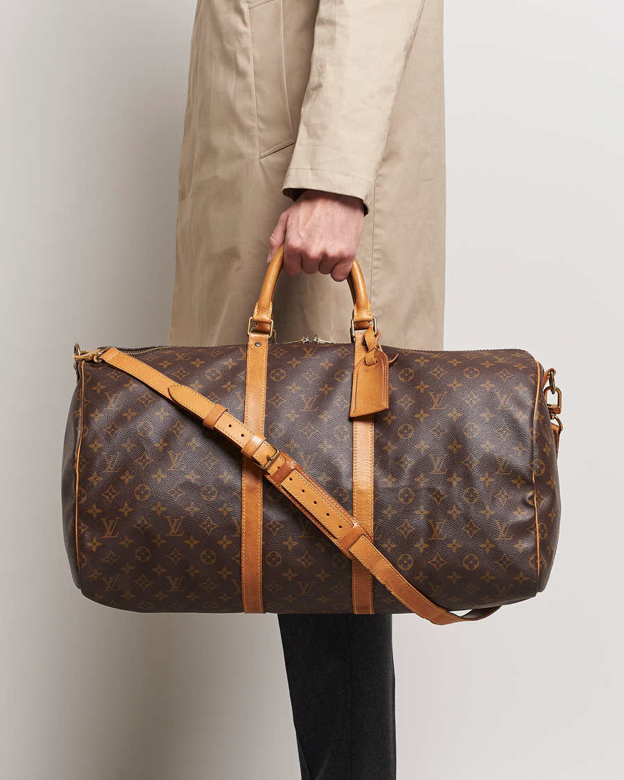 Homme | Louis Vuitton Pre-Owned Keepall Bandoulière 55 Bag Monogram | Louis Vuitton Pre-Owned | Keepall Bandoulière 55 Bag Monogram