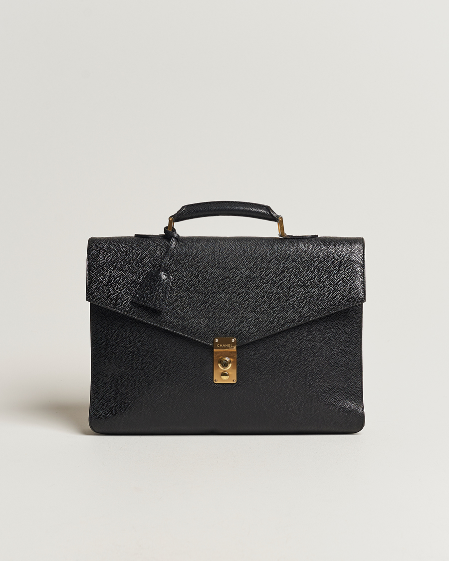 Homme | Chanel Pre-Owned Portfolio Briefcase Leather Black | Chanel Pre-Owned | Portfolio Briefcase Leather Black