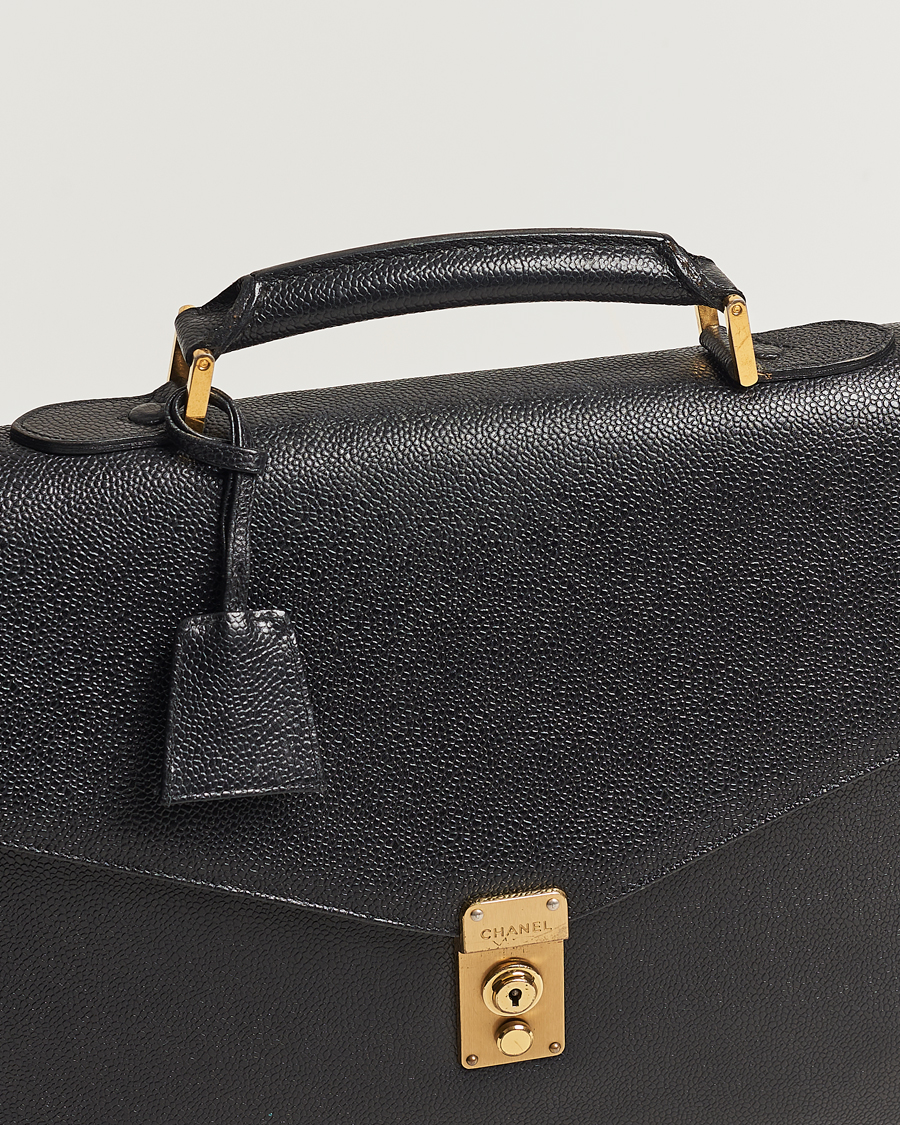Homme | Chanel Pre-Owned Portfolio Briefcase Leather Black | Chanel Pre-Owned | Portfolio Briefcase Leather Black