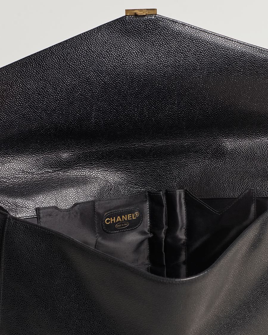Homme | Chanel Pre-Owned Portfolio Briefcase Leather Black | Chanel Pre-Owned | Portfolio Briefcase Leather Black