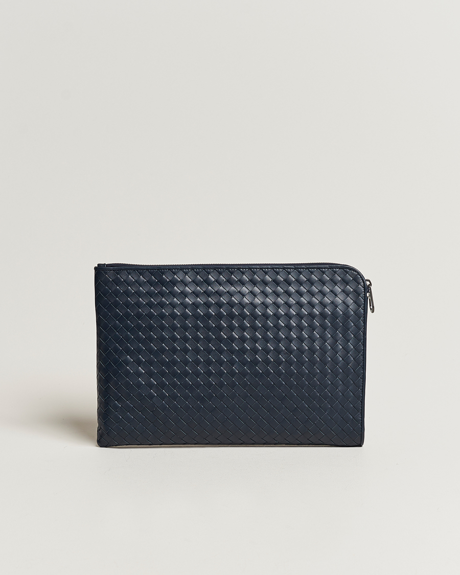 Homme | Bottega Veneta Pre-Owned Intrecciato Document Case Blue | Bottega Veneta Pre-Owned | Intrecciato Document Case Blue