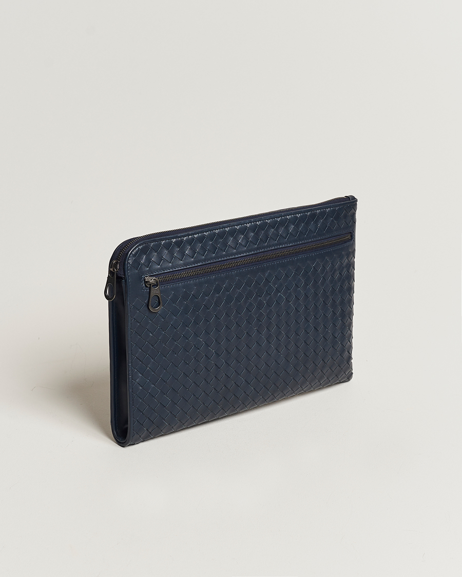 Homme | Bottega Veneta Pre-Owned Intrecciato Document Case Blue | Bottega Veneta Pre-Owned | Intrecciato Document Case Blue
