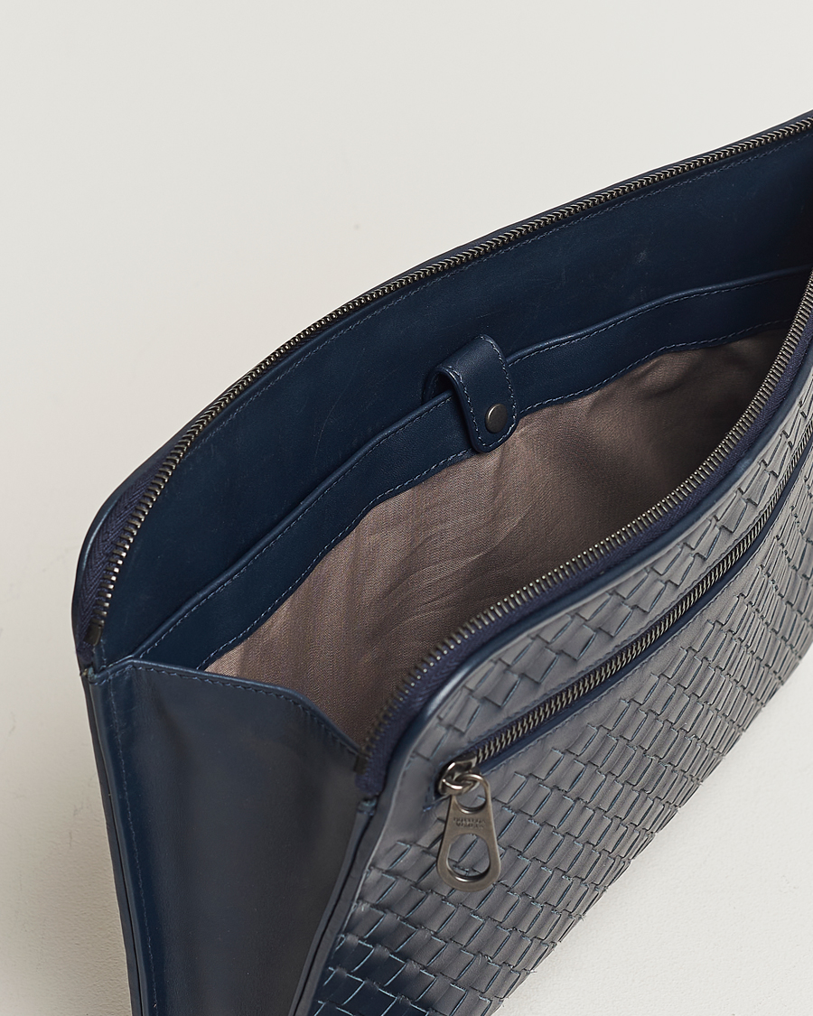 Homme | Bottega Veneta Pre-Owned Intrecciato Document Case Blue | Bottega Veneta Pre-Owned | Intrecciato Document Case Blue