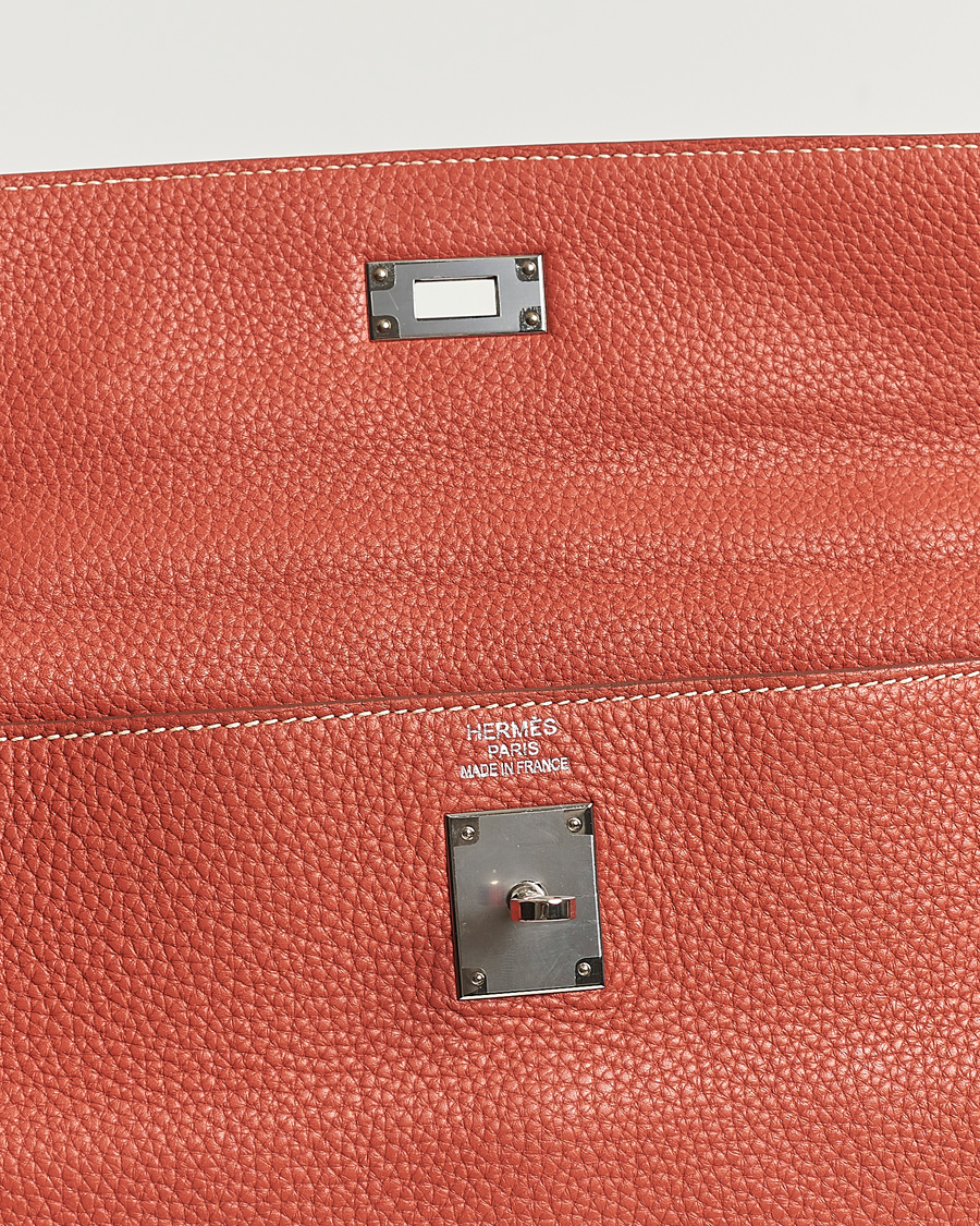 Homme | Hermès Pre-Owned Kelly 35 Handbag Taurillion Clemence Orange | Hermès Pre-Owned | Kelly 35 Handbag Taurillion Clemence Orange
