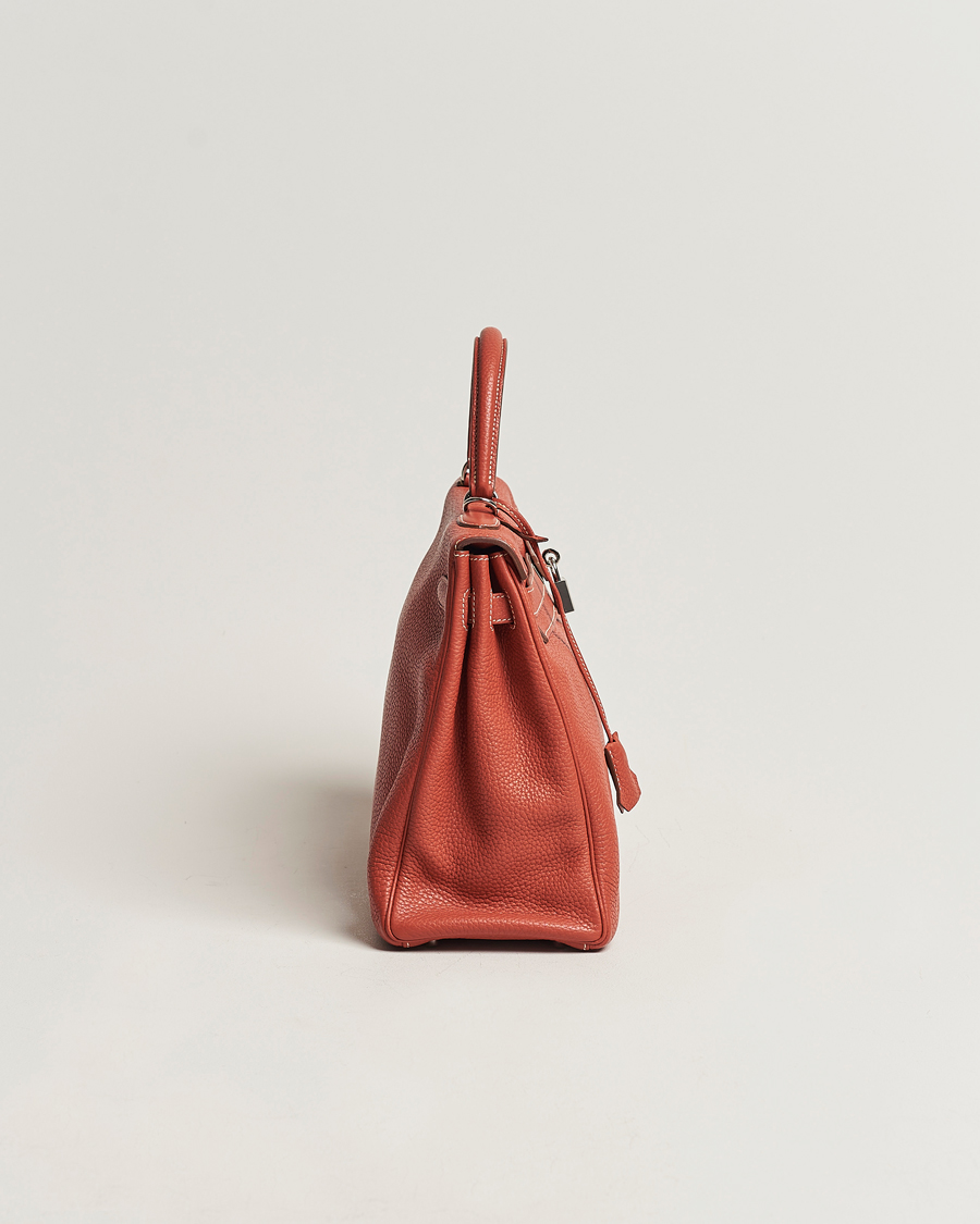 Homme | Hermès Pre-Owned Kelly 35 Handbag Taurillion Clemence Orange | Hermès Pre-Owned | Kelly 35 Handbag Taurillion Clemence Orange