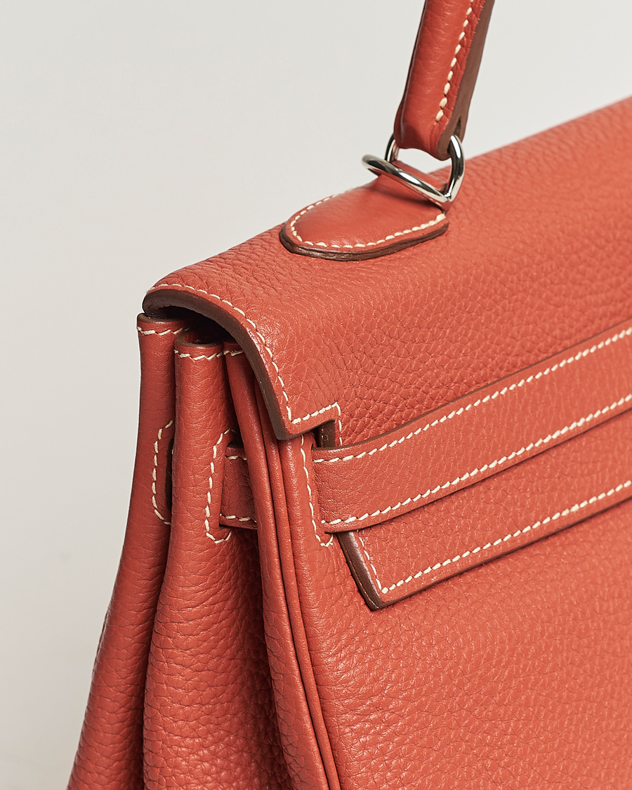 Homme | Hermès Pre-Owned Kelly 35 Handbag Taurillion Clemence Orange | Hermès Pre-Owned | Kelly 35 Handbag Taurillion Clemence Orange