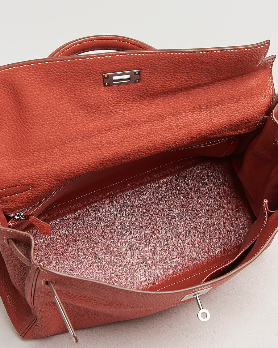 Homme | Hermès Pre-Owned Kelly 35 Handbag Taurillion Clemence Orange | Hermès Pre-Owned | Kelly 35 Handbag Taurillion Clemence Orange