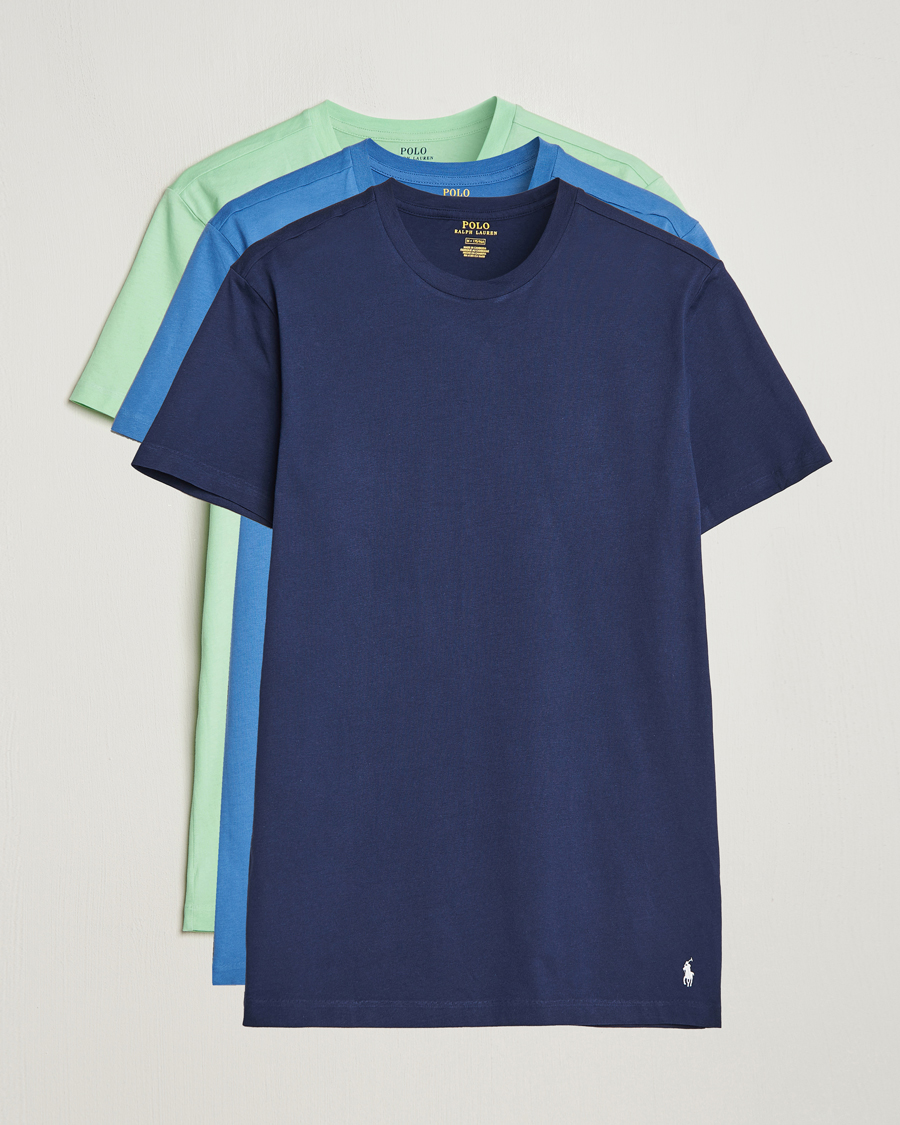 Homme | T-shirts | Polo Ralph Lauren | 3-Pack Crew Neck T-Shirt Green/Blue/Navy