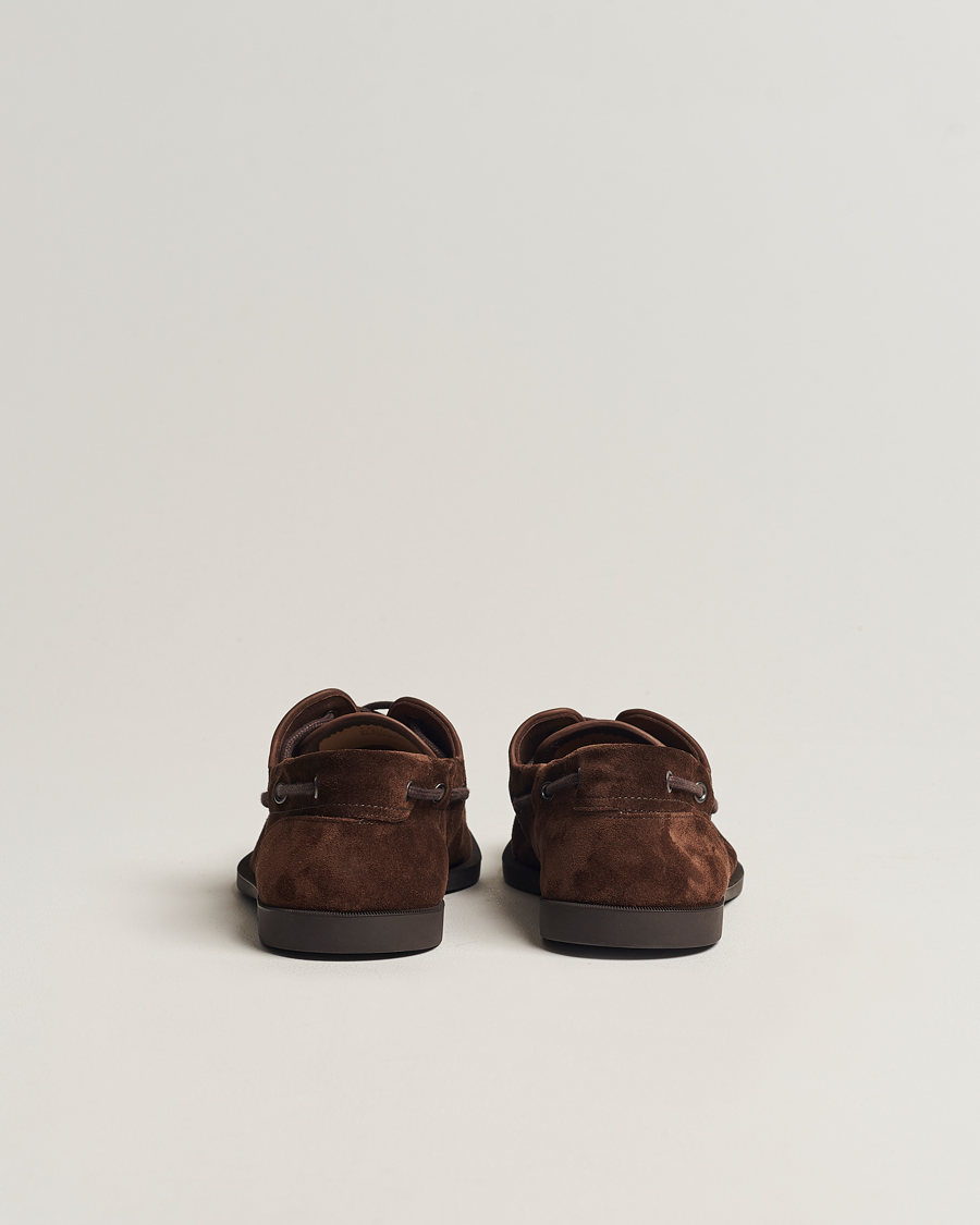 Homme | John Lobb Foil Boat Shoe Dark Brown/Cognac Suede | John Lobb | Foil Boat Shoe Dark Brown/Cognac Suede