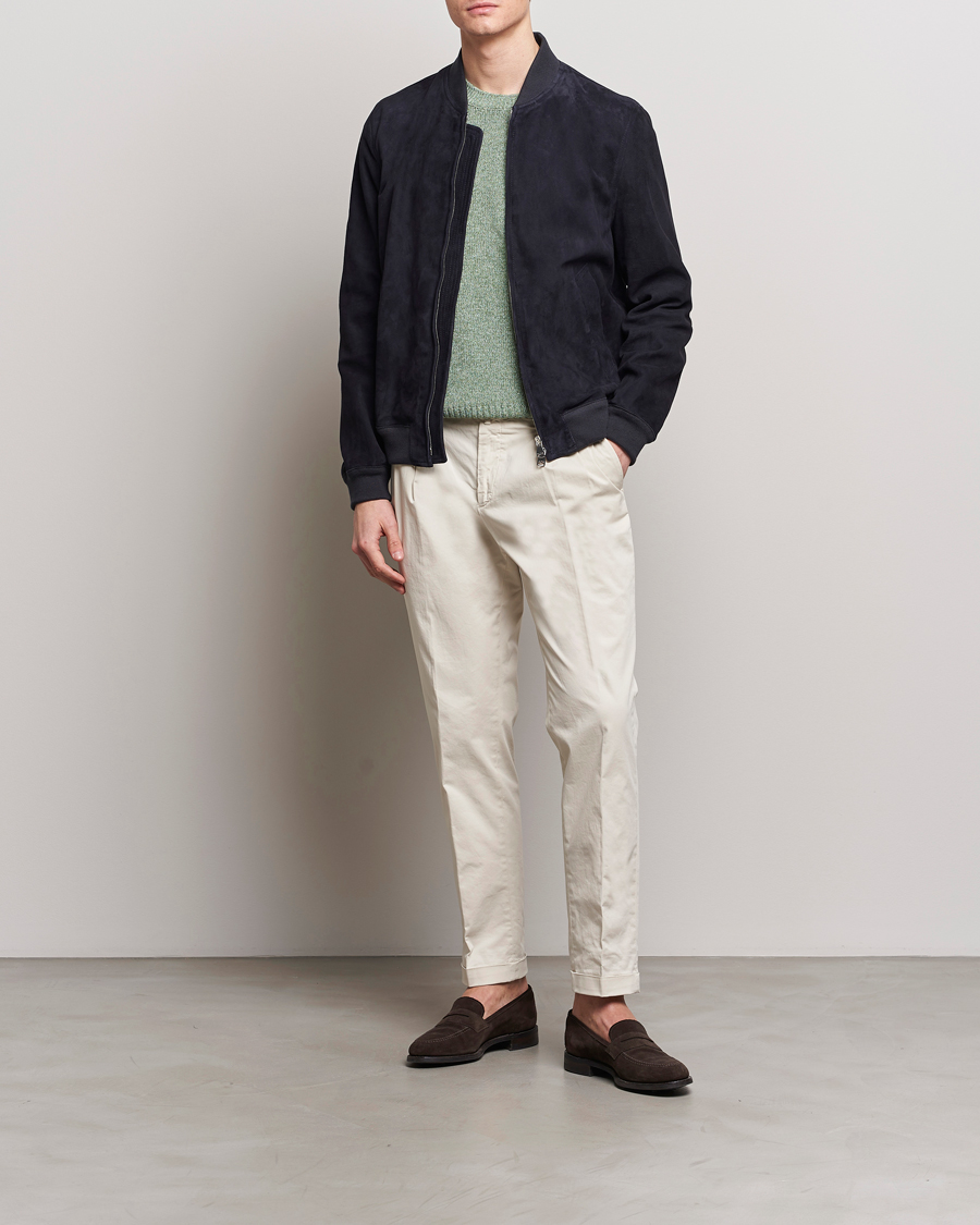 Homme | Manteaux Et Vestes | Valstar | Zip Suede Jacket Navy