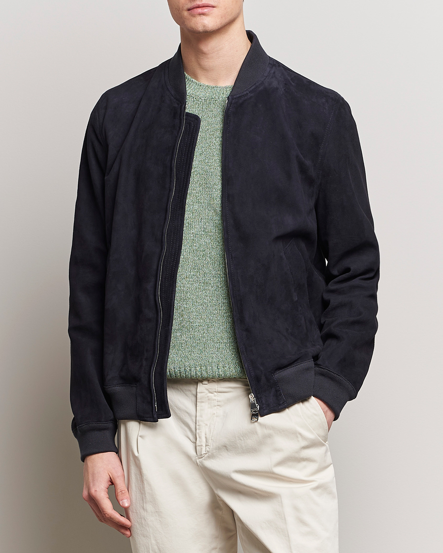 Homme | Manteaux Et Vestes | Valstar | Zip Suede Jacket Navy