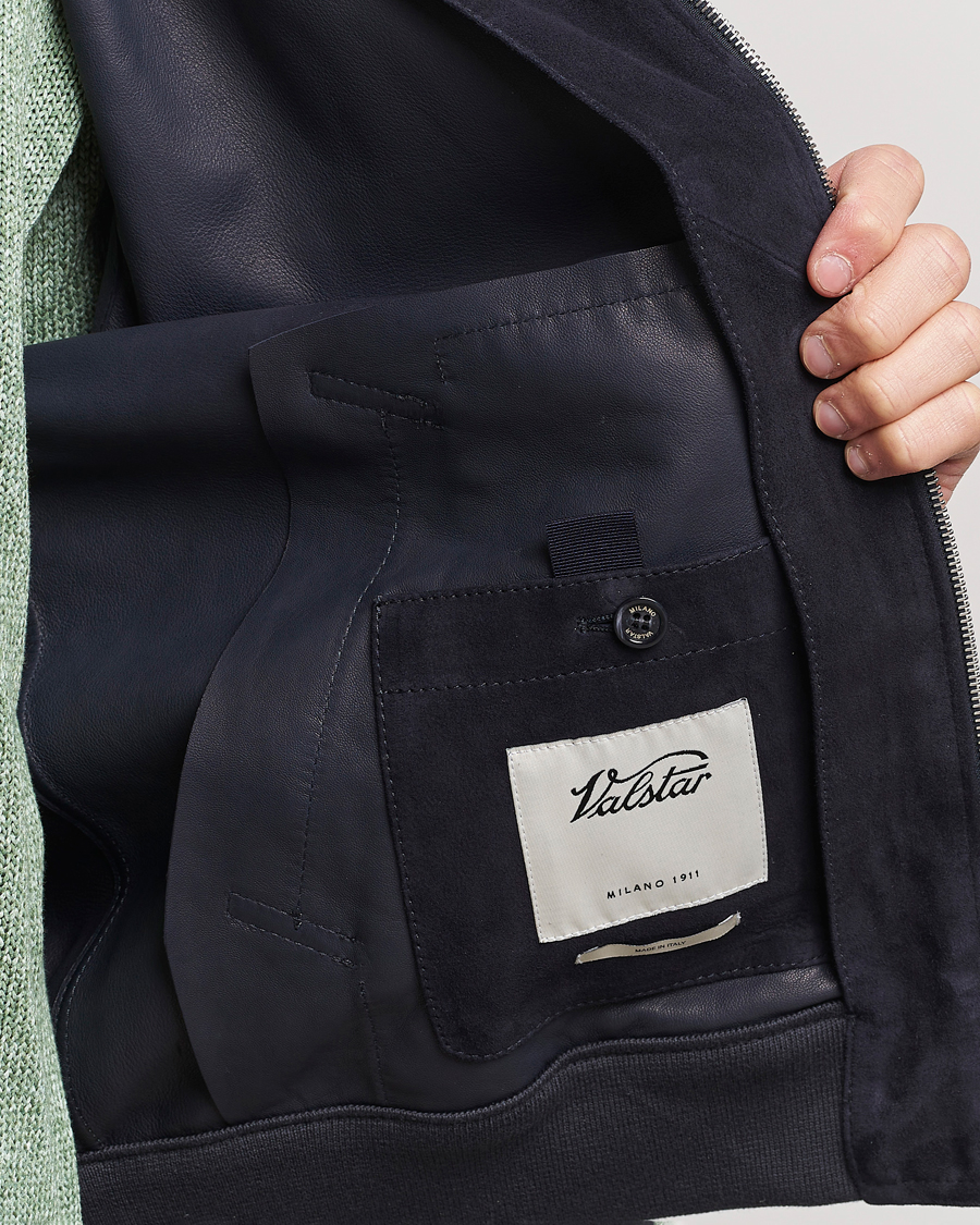 Homme | Manteaux Et Vestes | Valstar | Zip Suede Jacket Navy