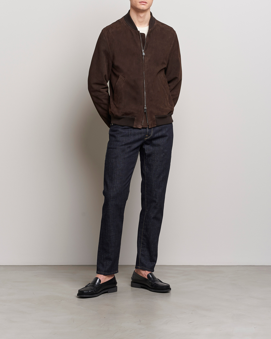 Homme | Manteaux Et Vestes | Valstar | Zip Suede Jacket Dark Brown